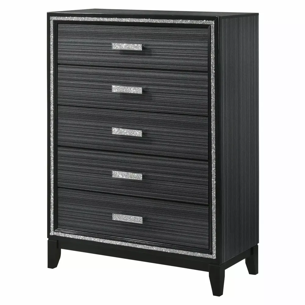 ACME Haiden Chest in Weathered Black - 5 Drawer Bedroom Storage Dresser