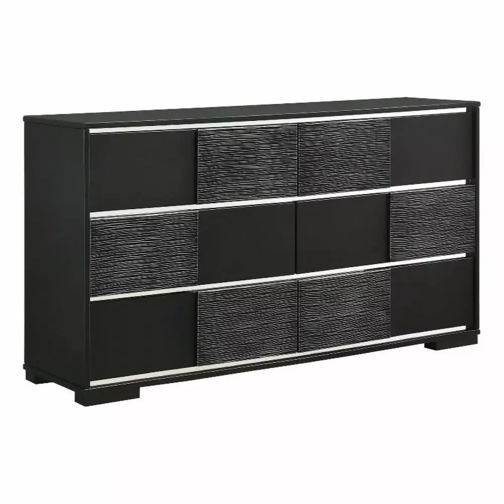 Pemberly Row 6-drawer Contemporary Wood Dresser in Black Finish for Modern Home