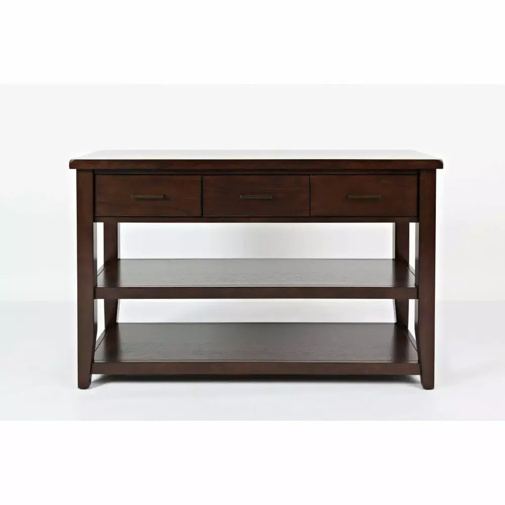 Jofran Twin Cities Contemporary Brown Sofa Table for Living Room or Hallway