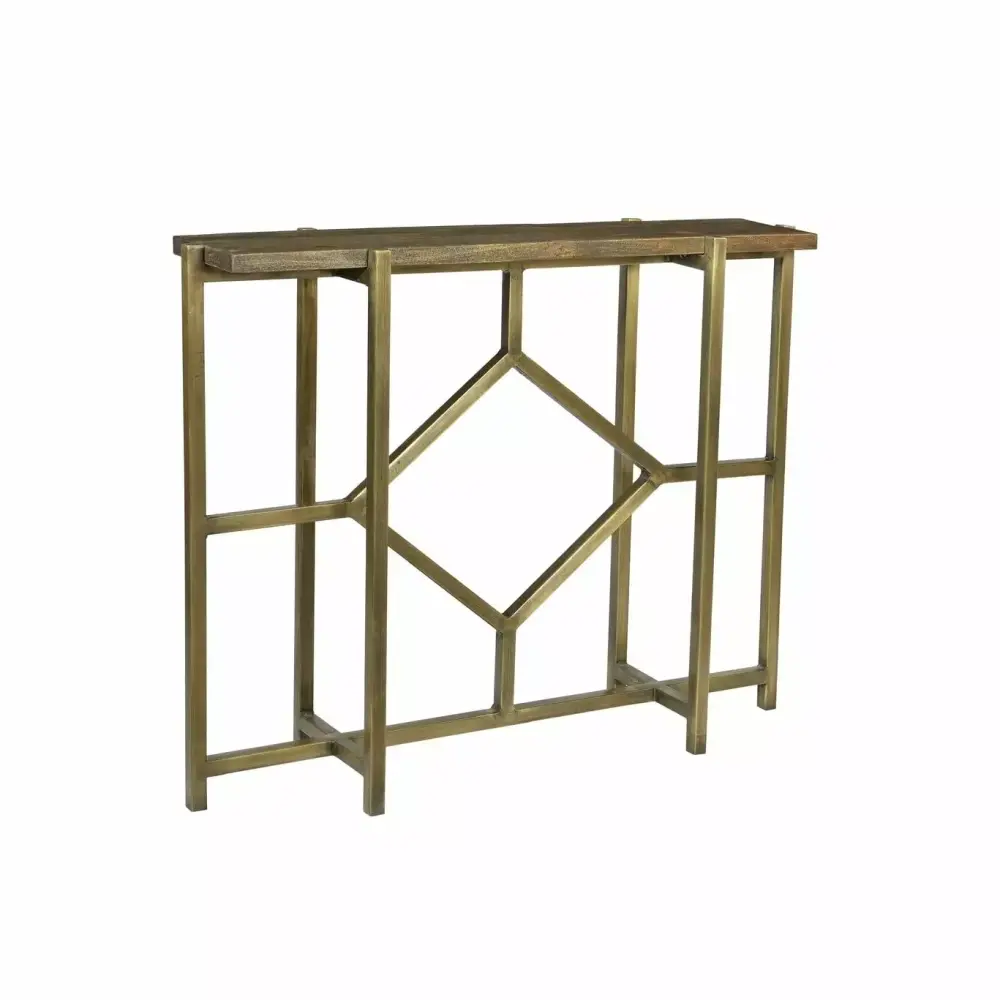 Bengal Manor Iron Diamond Console with Mango Wood Top Entryway Table