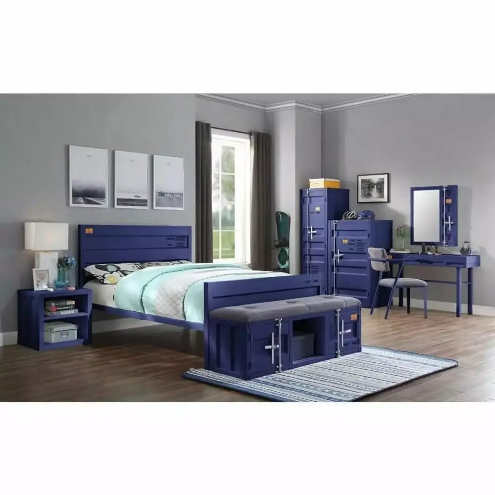 Contemporary Blue Full 4pc Bedroom Set by Acme Cargo