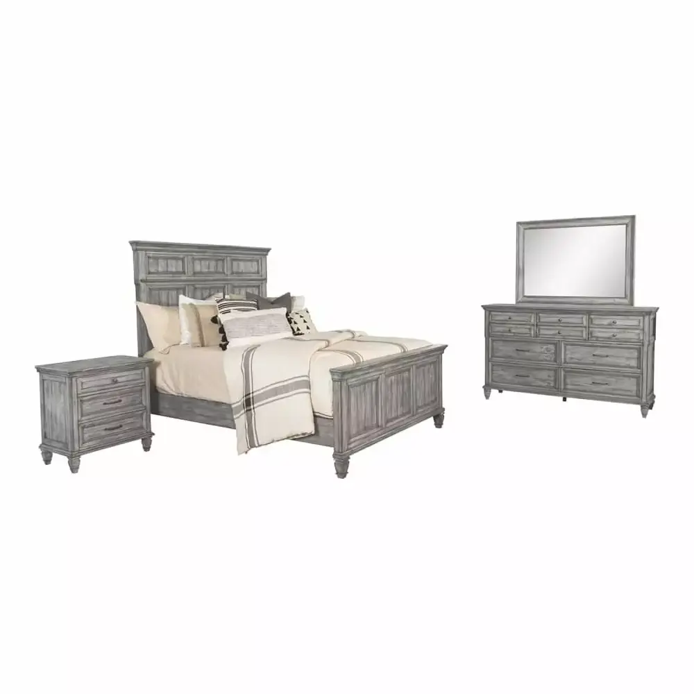 Avenue 4pc Eastern King Panel Bedroom Set in Grey