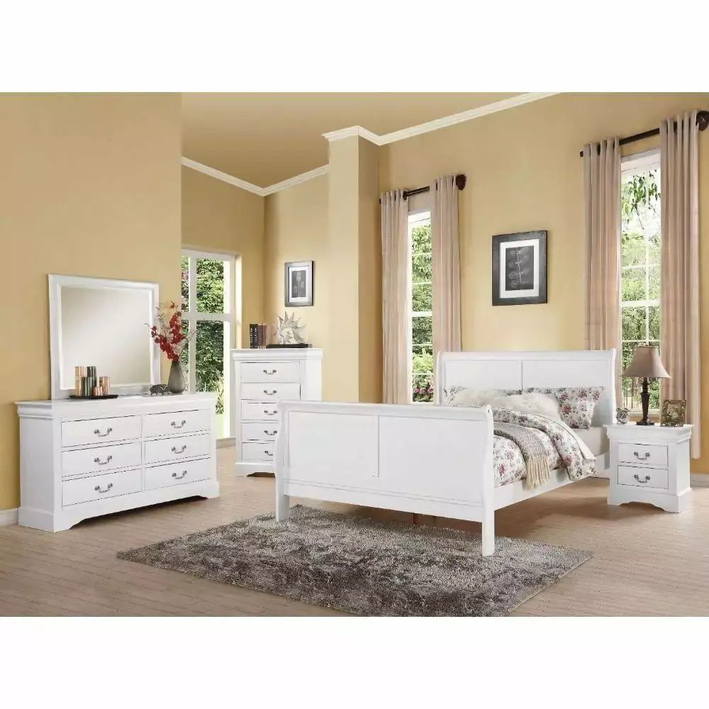 Contemporary White Twin 6pc Bedroom Set by Acme Louis Philippe III 24515T