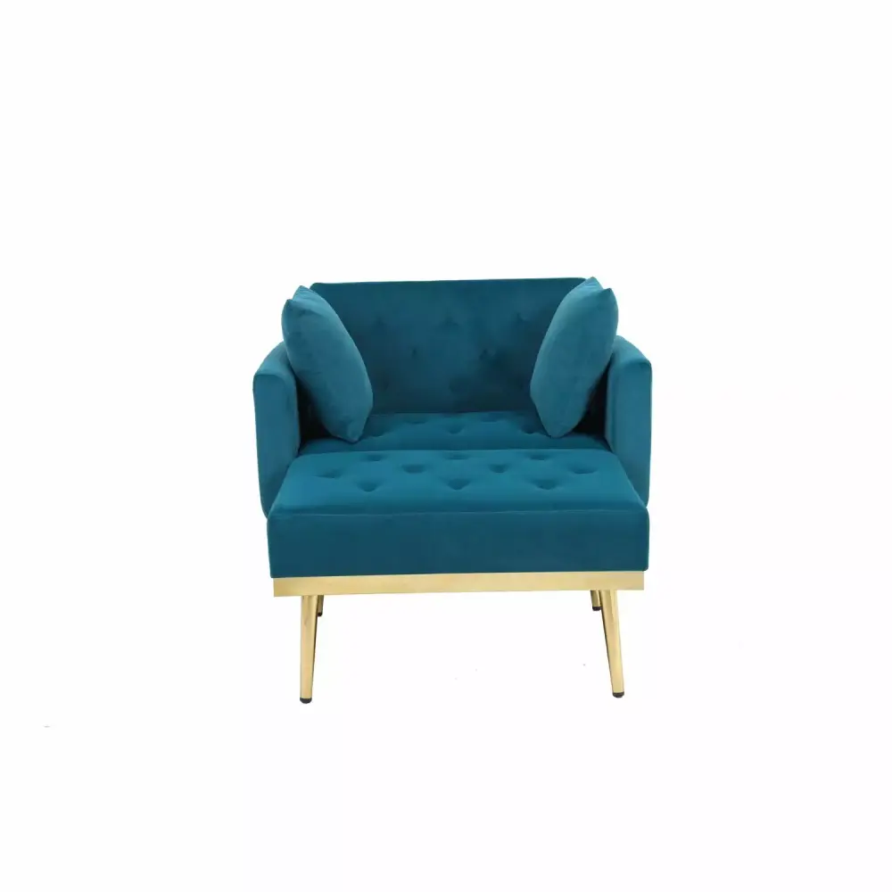 HomeStock Eclectic Escape Green Velvet Convertible Chaise Lounge Chair