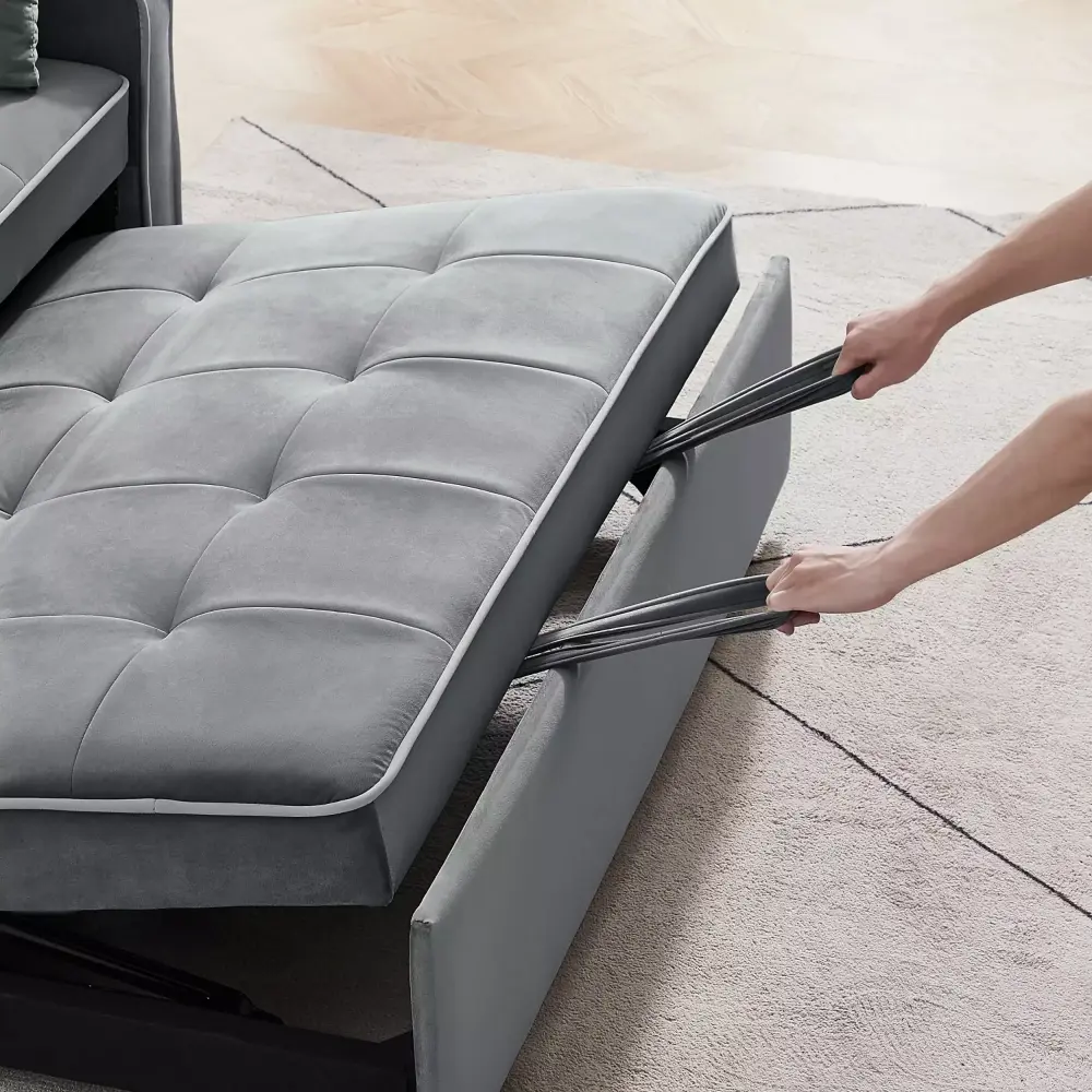 3 in 1 Convertible Sofa Chair Bed with USB Ports and Cup Holder Gray