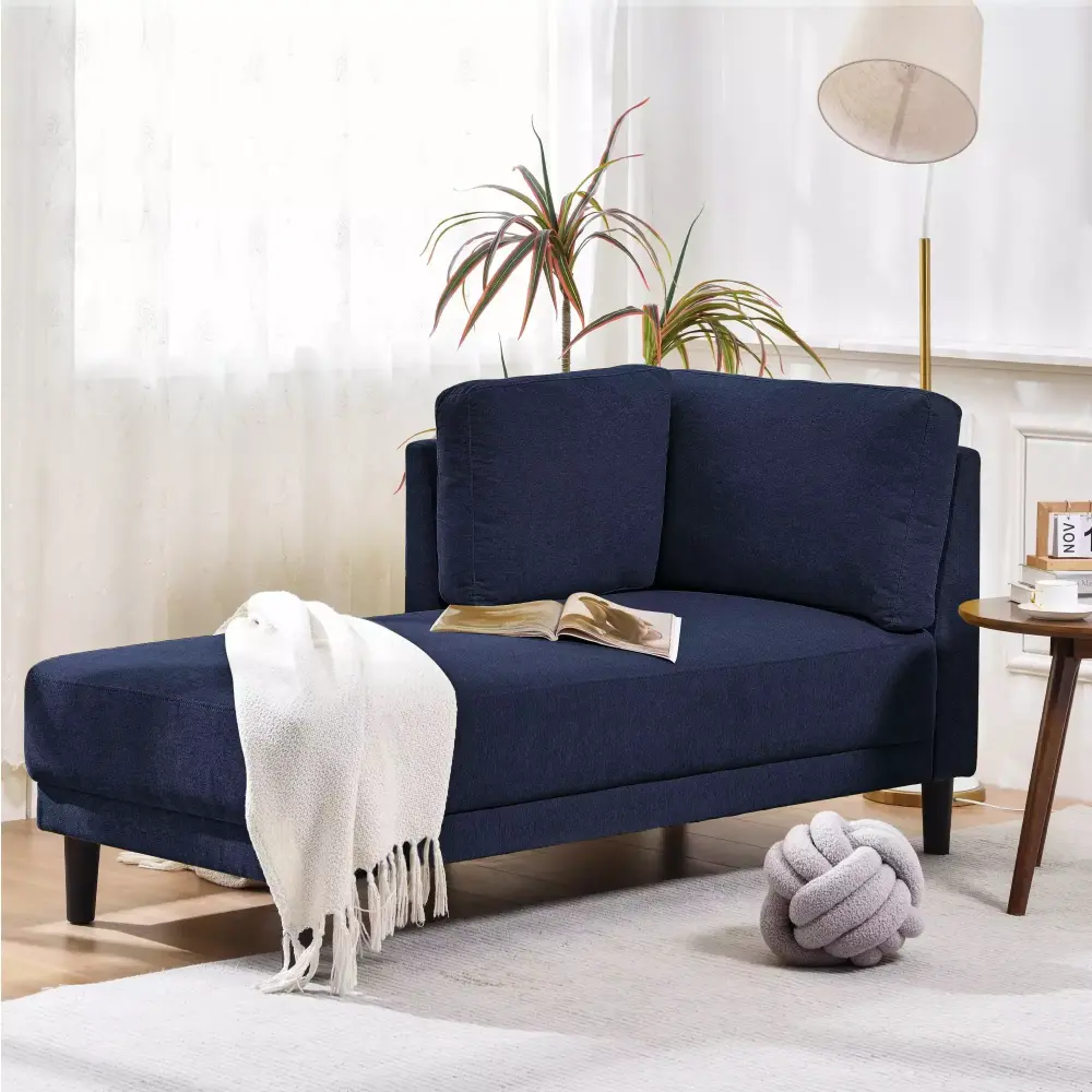 LANTRO JS 65 Mid Century Modern Fabric Corner Lounge Chair Upholstered Indoor Chaise Lounge for Bedroom Office
