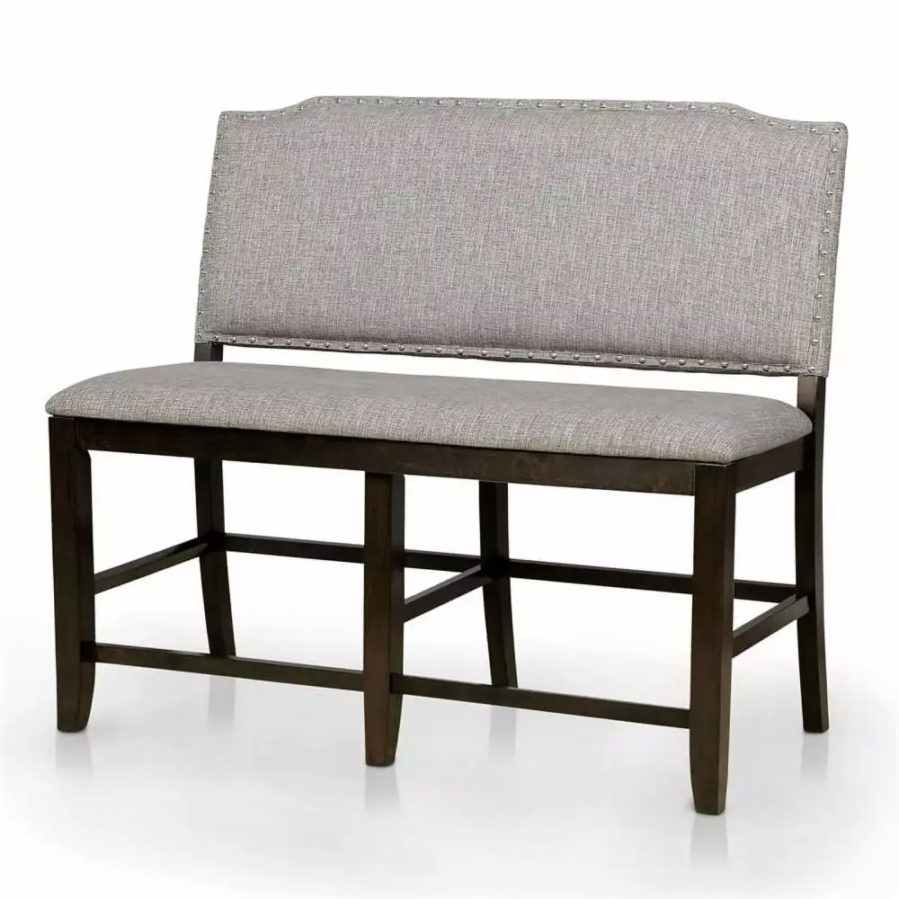 Furniture of America Numara Dark Walnut Solid Wood Counter Height Bench