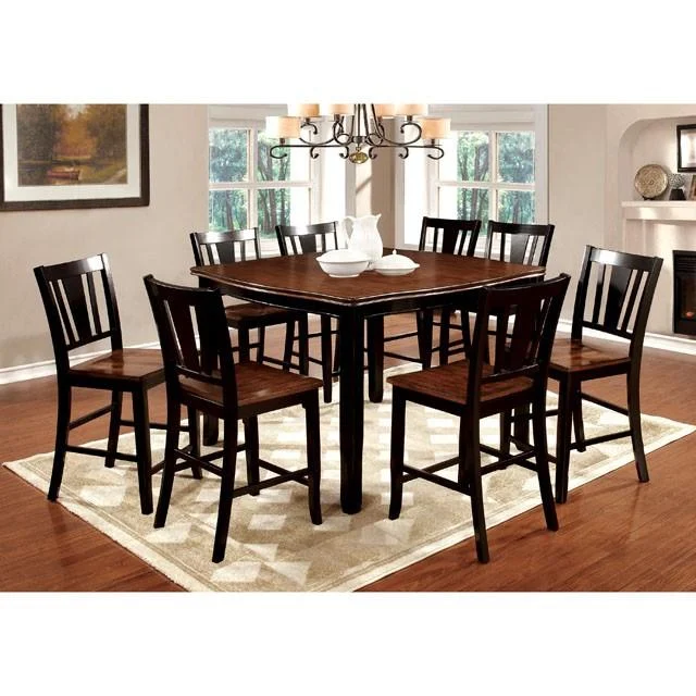 DOVER II Black and Cherry Counter Height Dining Table with 16 Inch Leaf