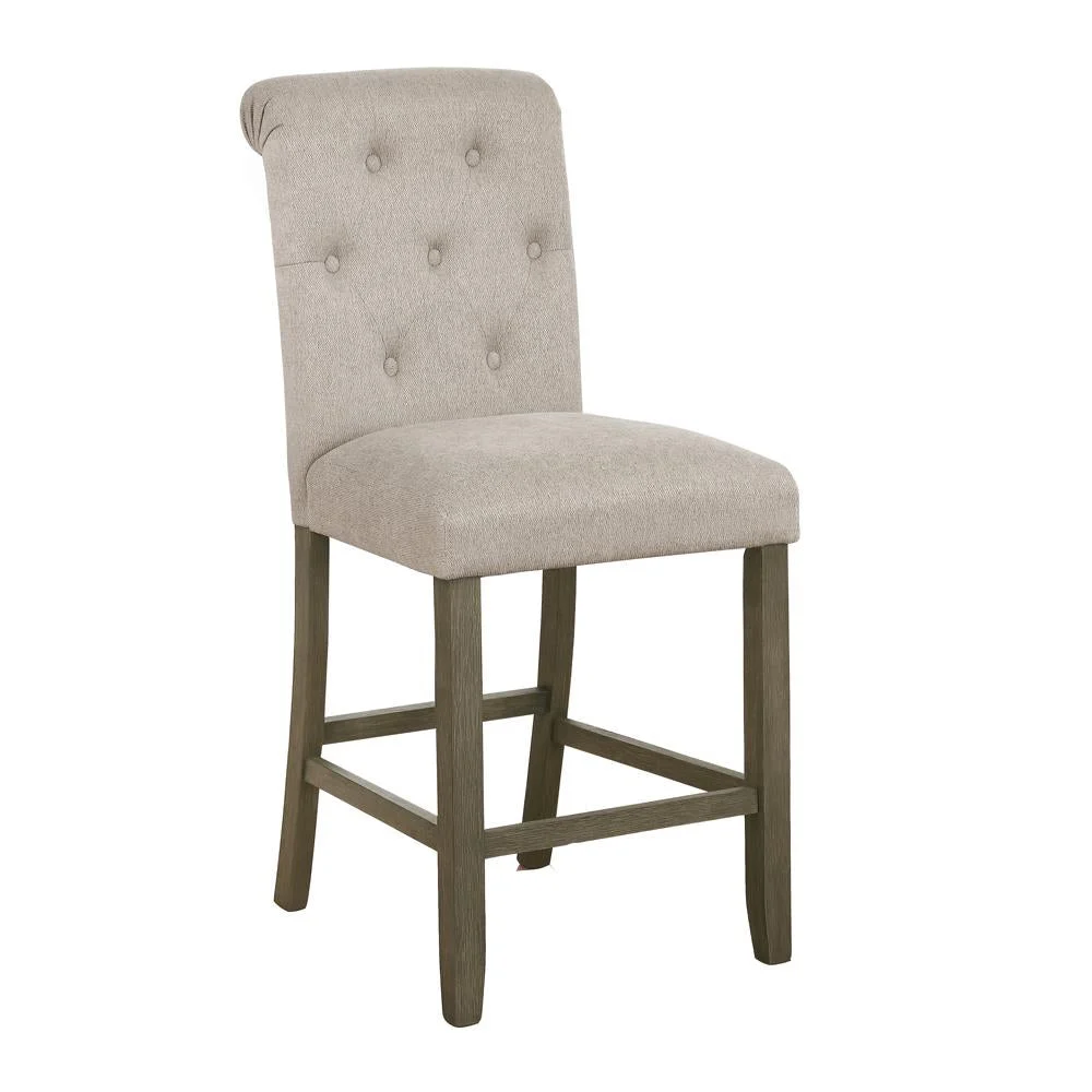 Balboa Tufted Back Counter Height Stools Beige and Rustic Brown Set of 2