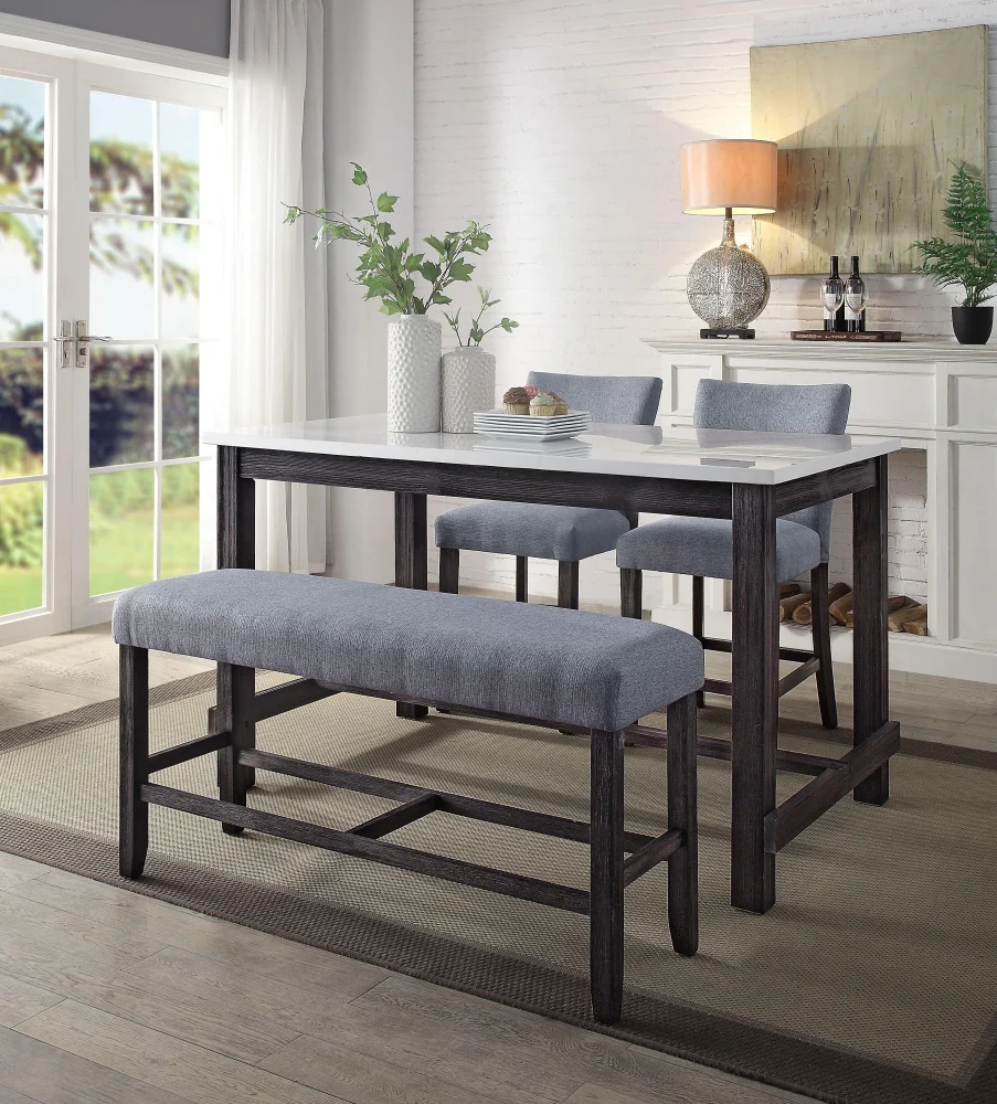 Yelena Marble and Weathered Espresso Counter Height Table