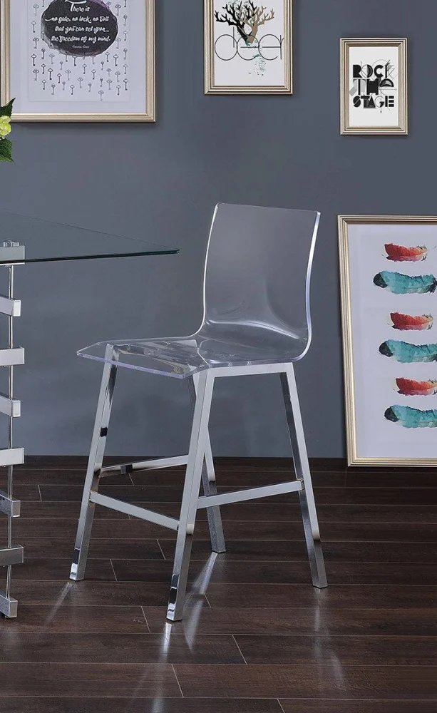 Acme Furniture Nadie Chrome Counter Height Chairs Set of 2 72592 - Bar Stools