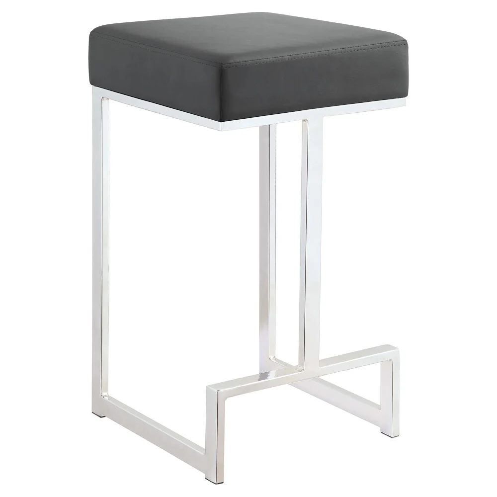 Gervase Square Counter Height Stool Grey and Chrome Adjustable Bar Stool