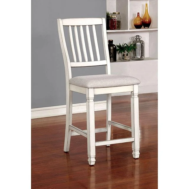 Kaliyah Antique White Counter Height Chair Set of 2 with Backrest