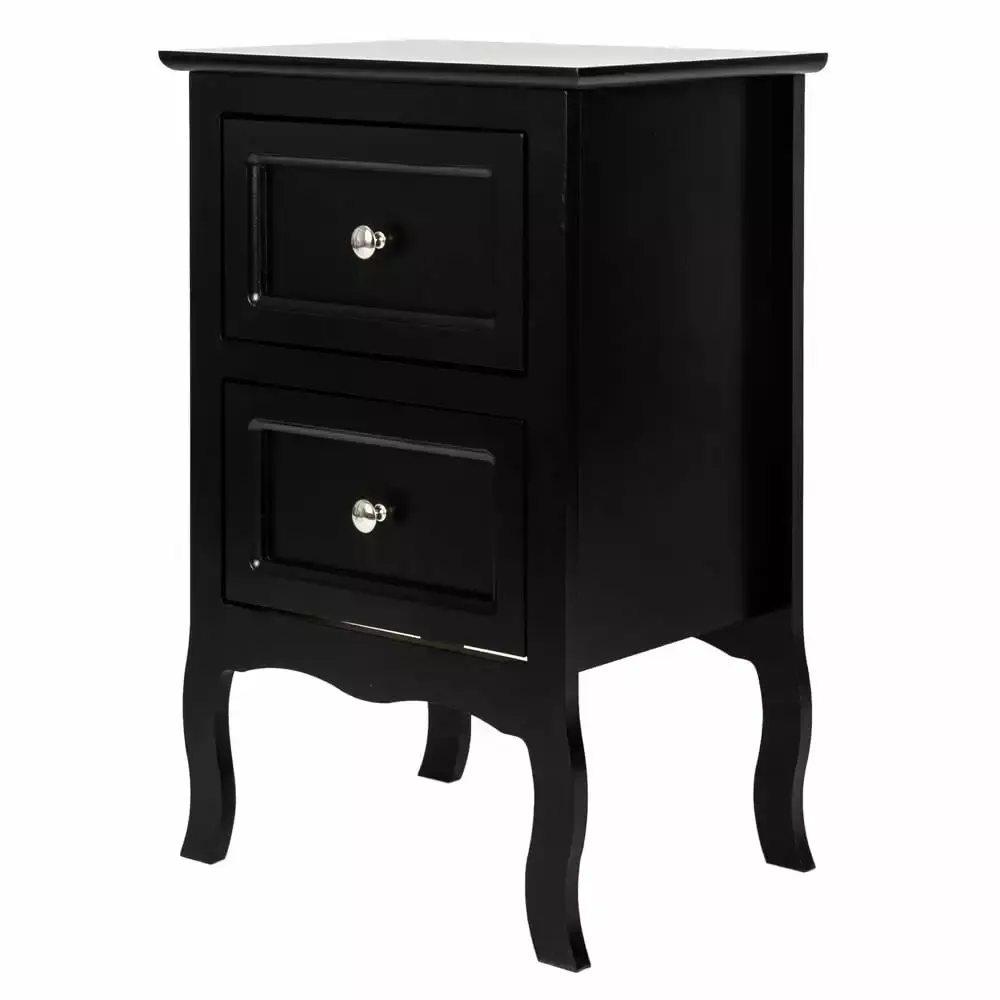 Ktaxon Wooden Nightstand with 2 Drawers Country Style Bedroom Storage Cabinet