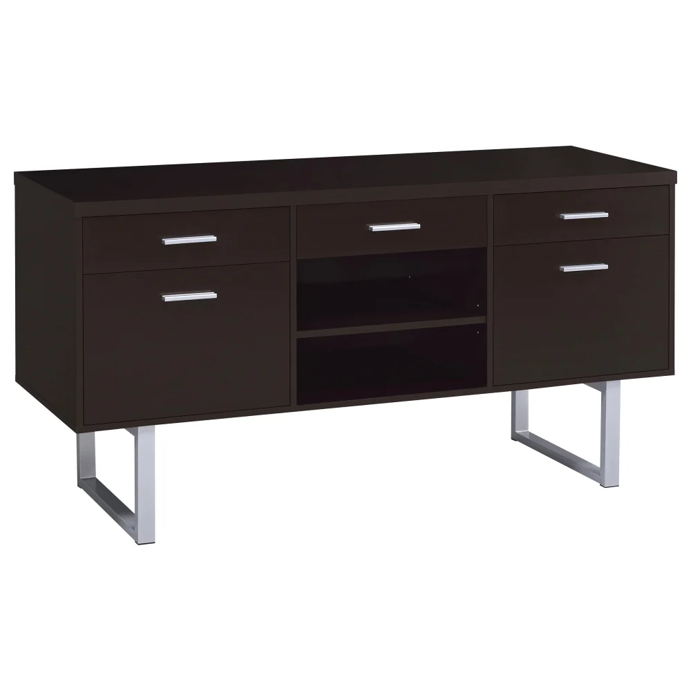 Lawtey 5-Drawer Credenza with Adjustable Shelf in Cappuccino
