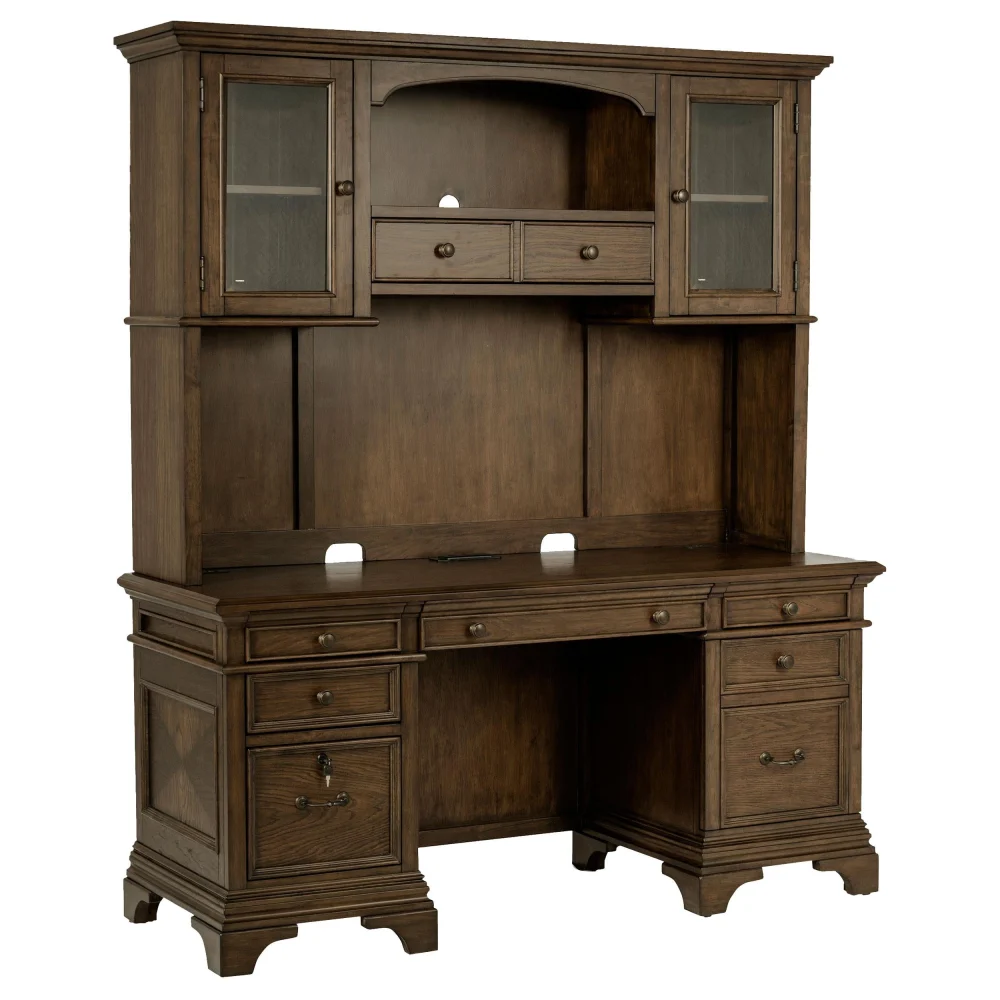Hartshill Credenza with Hutch Burnished Oak Office Furniture