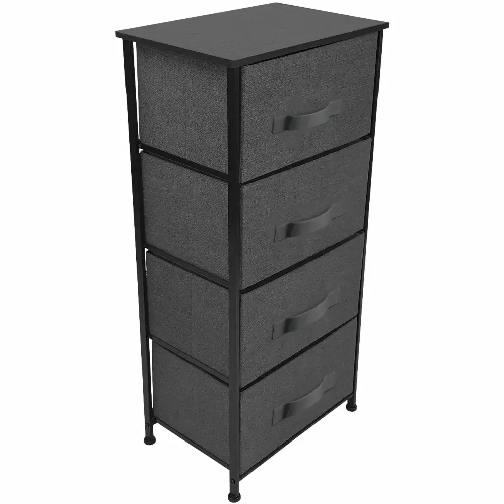 Sorbus 4-Drawer Cube Storage Dresser Tall Arranger for Bedroom Dorm Closet Black Charcoal