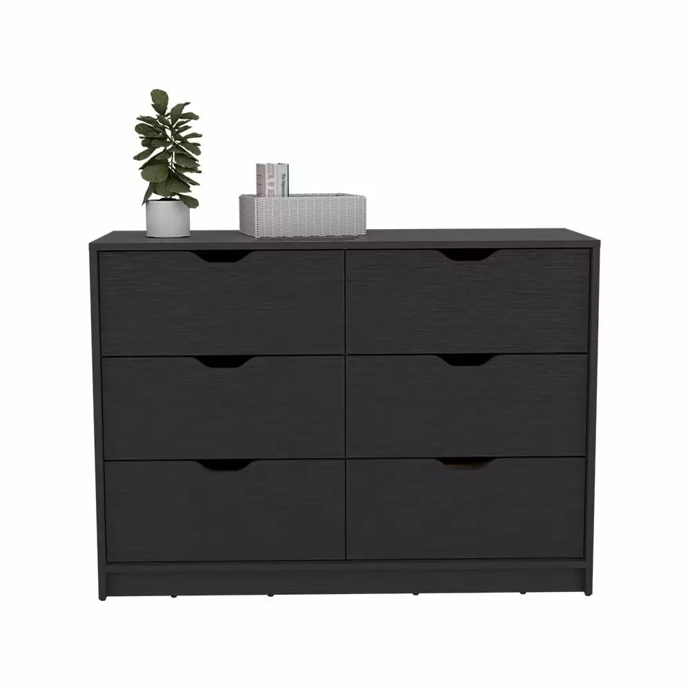 Black Wengue Finish CoSoTower Dresser Curio with Four Drawers