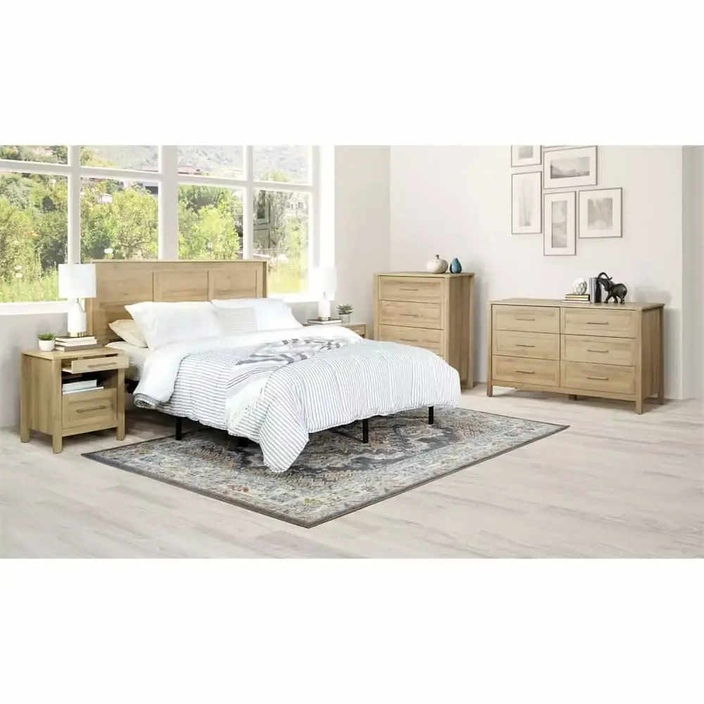 Stonebrook Deluxe Queen Full 5 Piece Bedroom Set in Wood Canyon Oak Finish