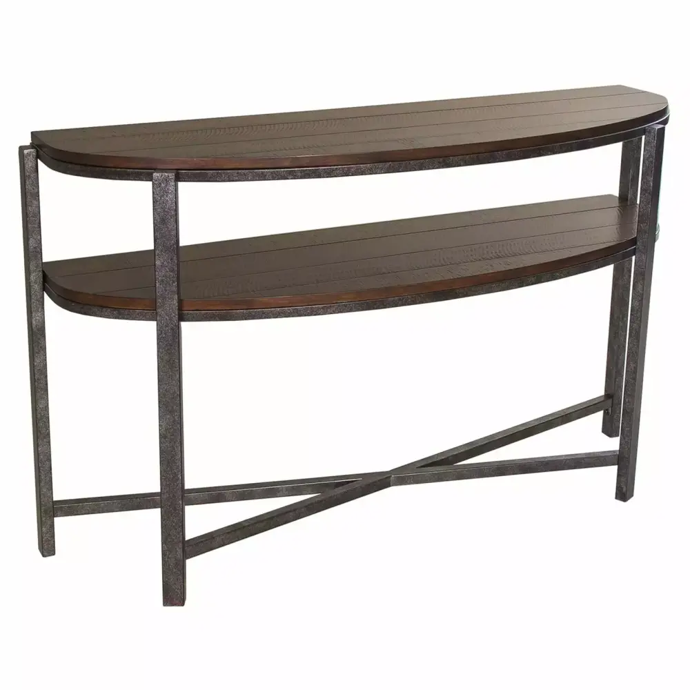 Breckinridge Medium Brown Demilune Sofa Table - Classic Half-Moon Entryway Console