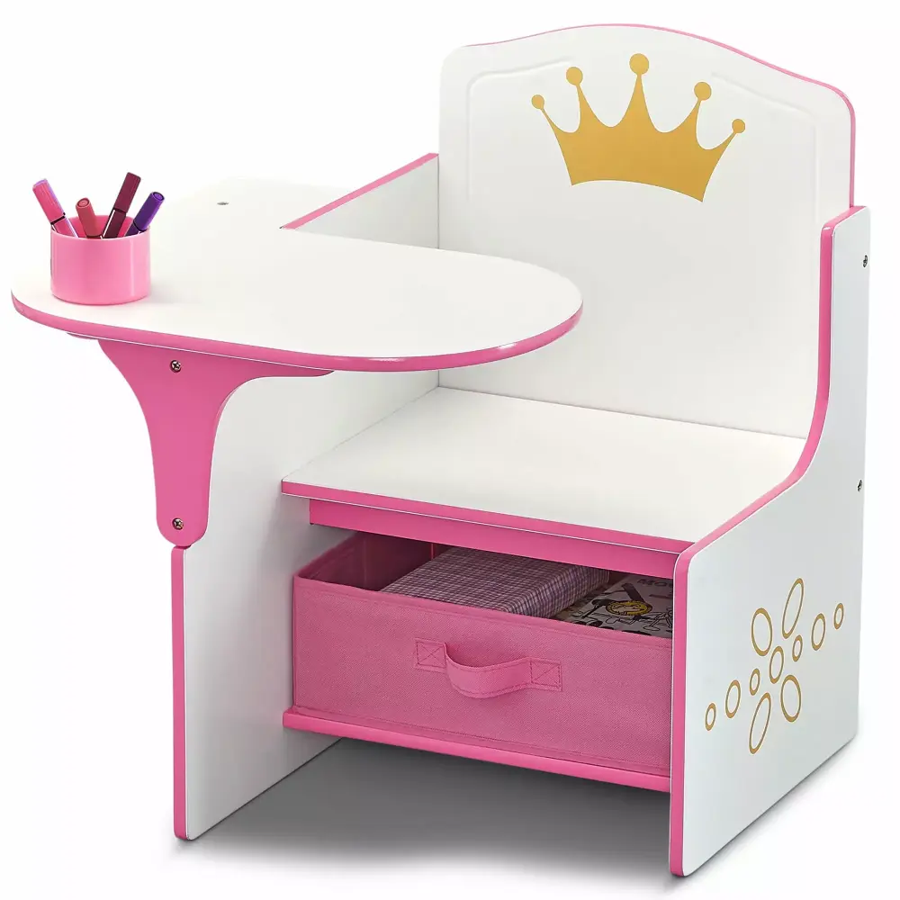 Delta Children Princess Crown Task Chair Desk with Storage Bin Greenguard Gold Certified