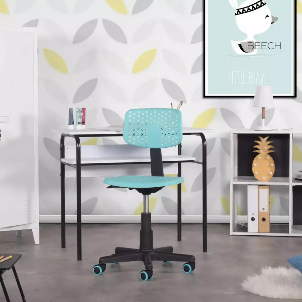 Plastic Children Student Chair Low Back Armless Adjustable Swivel Ergonomic Desk Chair Mint Green