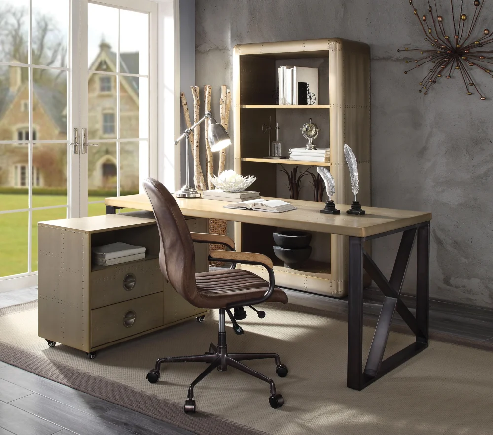 Jennavieve Gold Aluminum Desk for Home Office