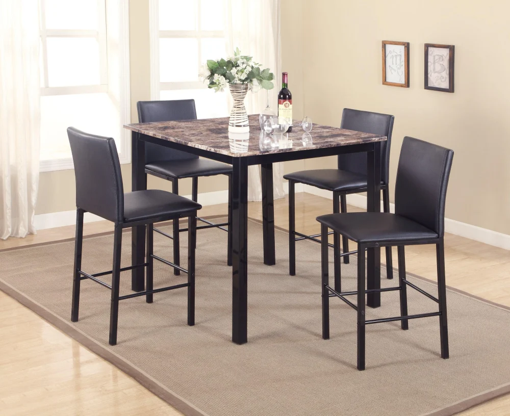 Aiden 5-Piece Counter Height Dinette Set - Modern Kitchen Dining Table and Chairs
