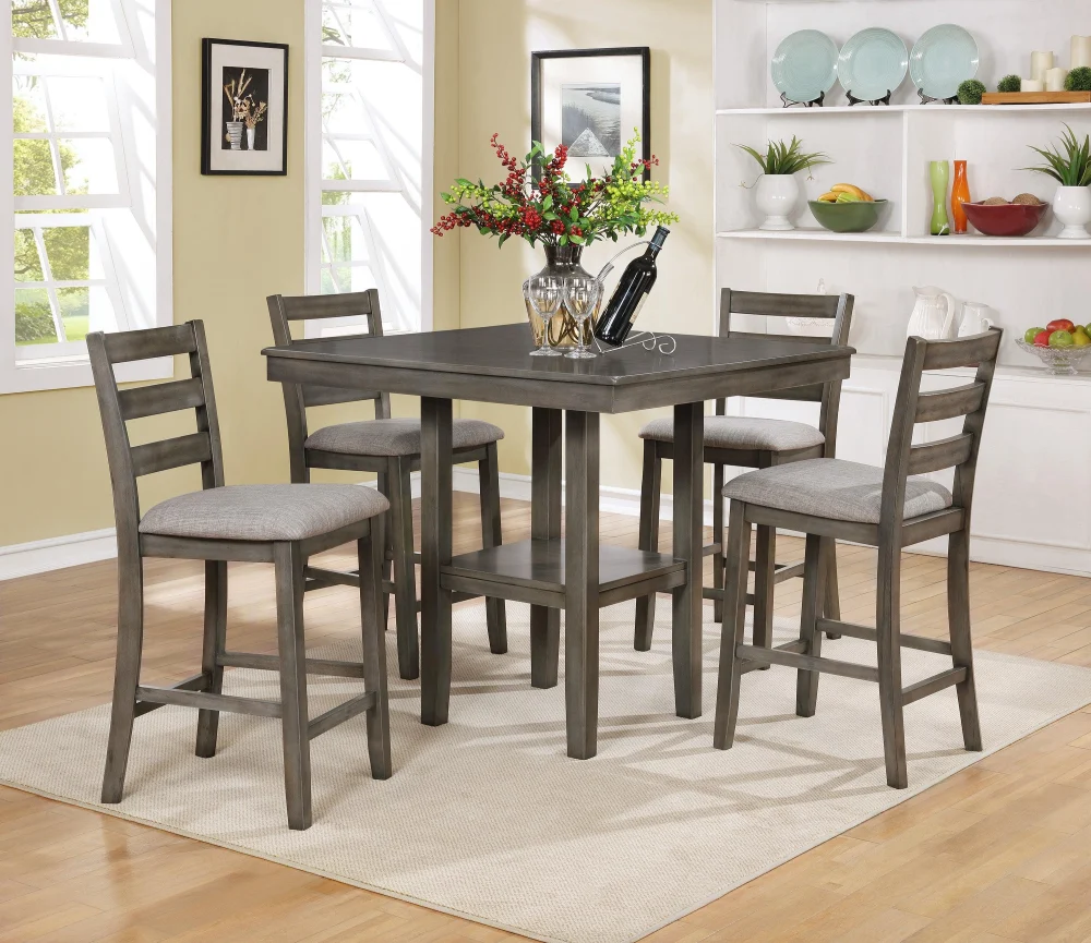 Brody 5-Piece Counter Height Table Set White and Grey - Contemporary Dining Set