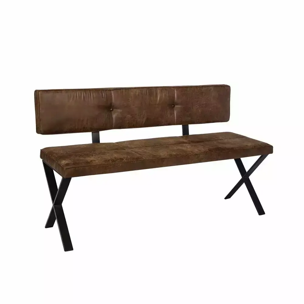 Abbott Upholstered Dining Bench Antique Brown and Matte Black - Stylish Kitchen Seating