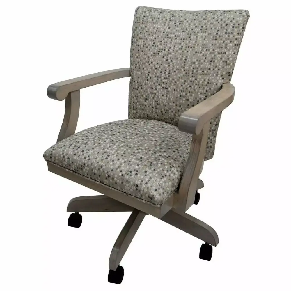 Swivel Wood Dining Caster Chair Mango Plus with Wheels in Spring Mix Gray Oak