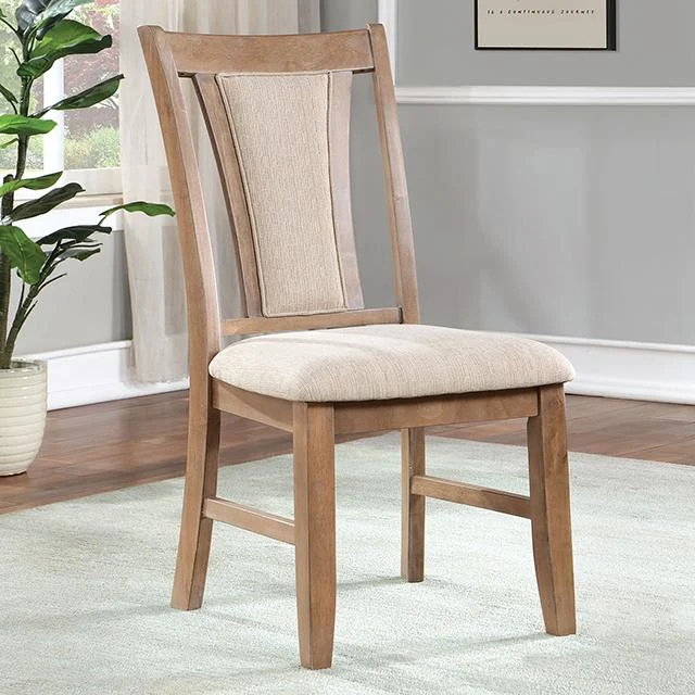 UPMINSTER Natural Tone Beige Side Chair Set of 2 - Comfortable Dining Chairs