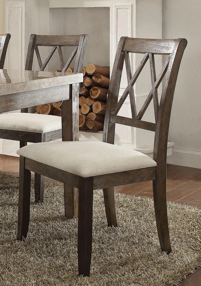 Acme Furniture Claudia Side Chair in Beige and Brown (Set of 2) 71717 - Dining Chairs or Accent Chairs