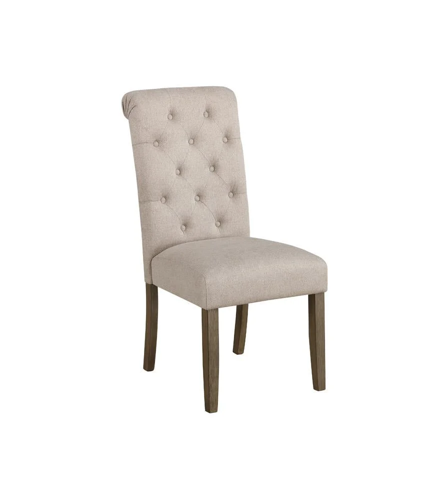 Balboa Tufted Back Side Chairs Rustic Brown and Beige Set of 2