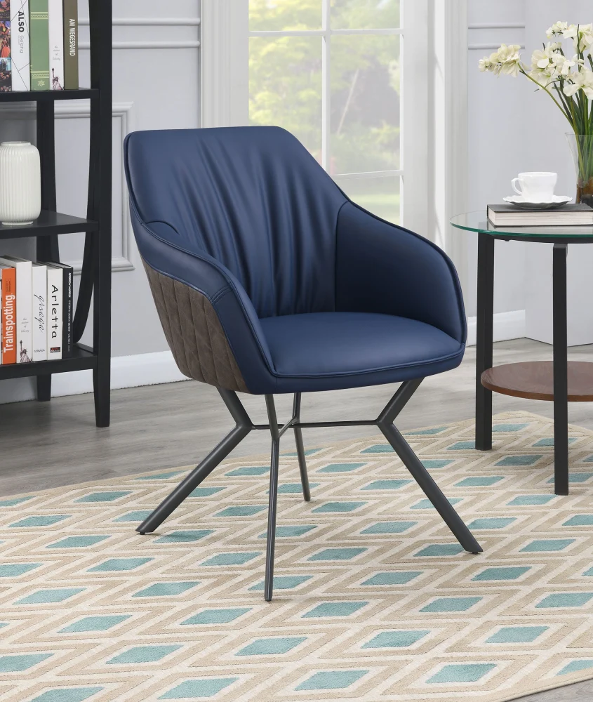 Mayer Upholstered Tufted Side Chairs Set of 2 Blue and Brown Dining Chairs