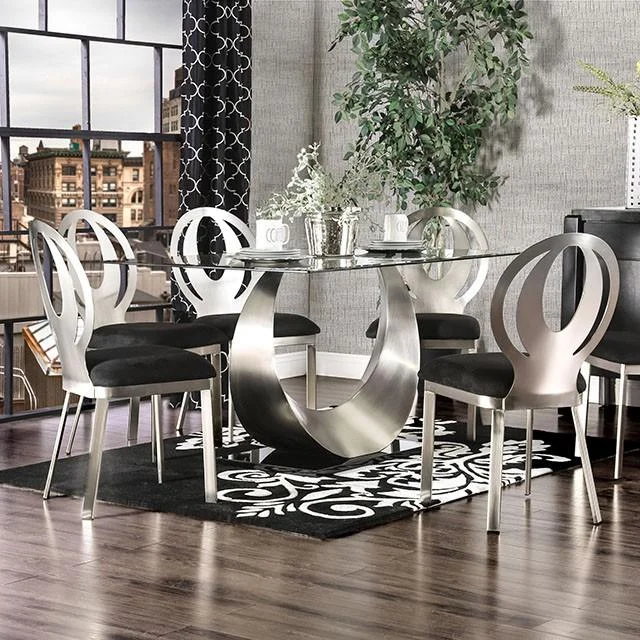 ORLA Silver Black Dining Table for 6 Persons