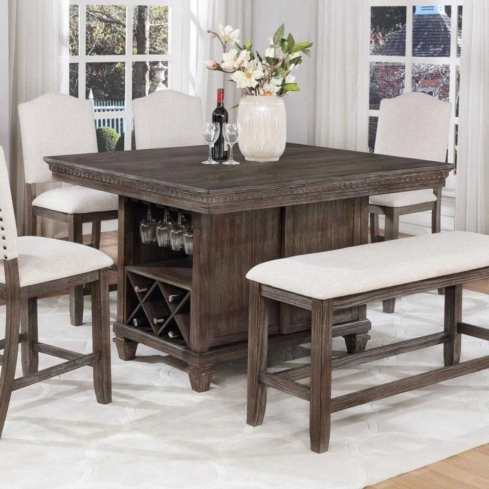Crown Mark Regent Counter Height Table in Warm Brown - Stylish Dining Table