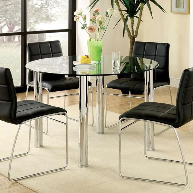Kona I Chrome Round Dining Table Modern Kitchen Table