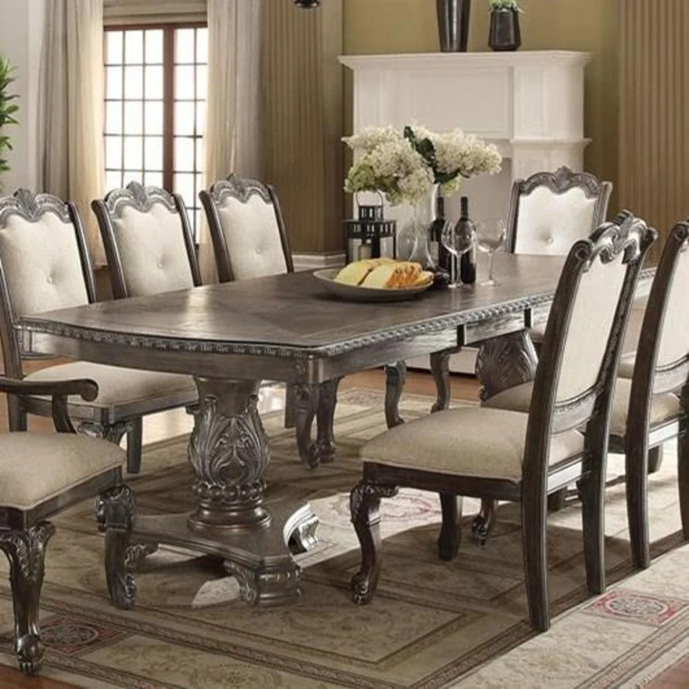 Crown Mark Kiera Dining Table Grey Modern Kitchen Table 2151T