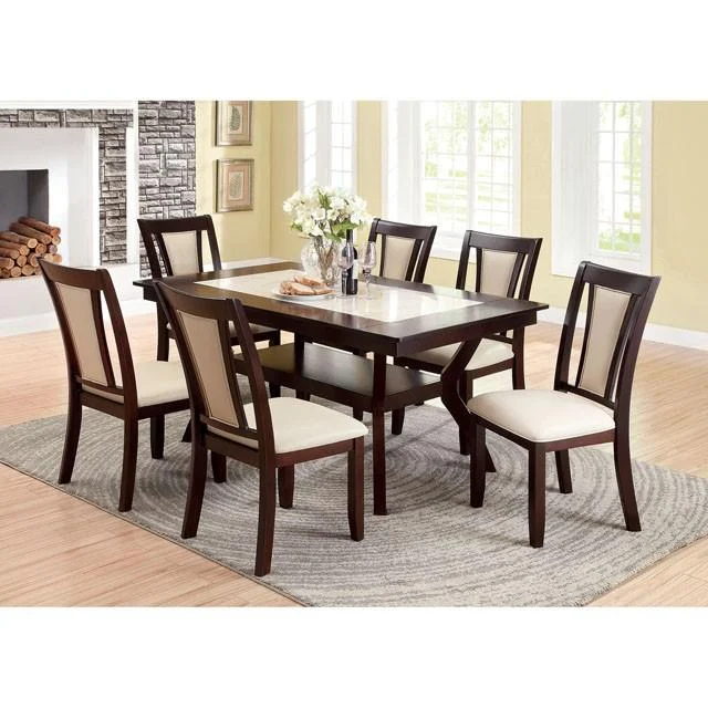 BRENT Dark Cherry Ivory Extendable Dining Table