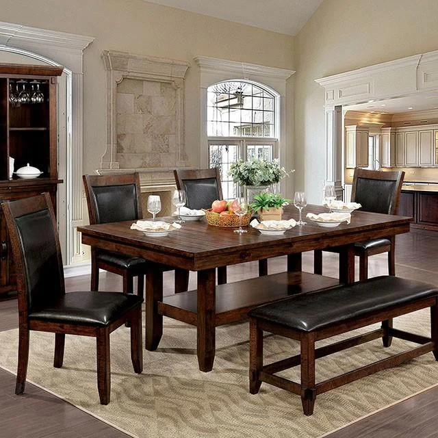 MEAGAN I Brown Cherry Dining Table - Traditional Wood Kitchen Table