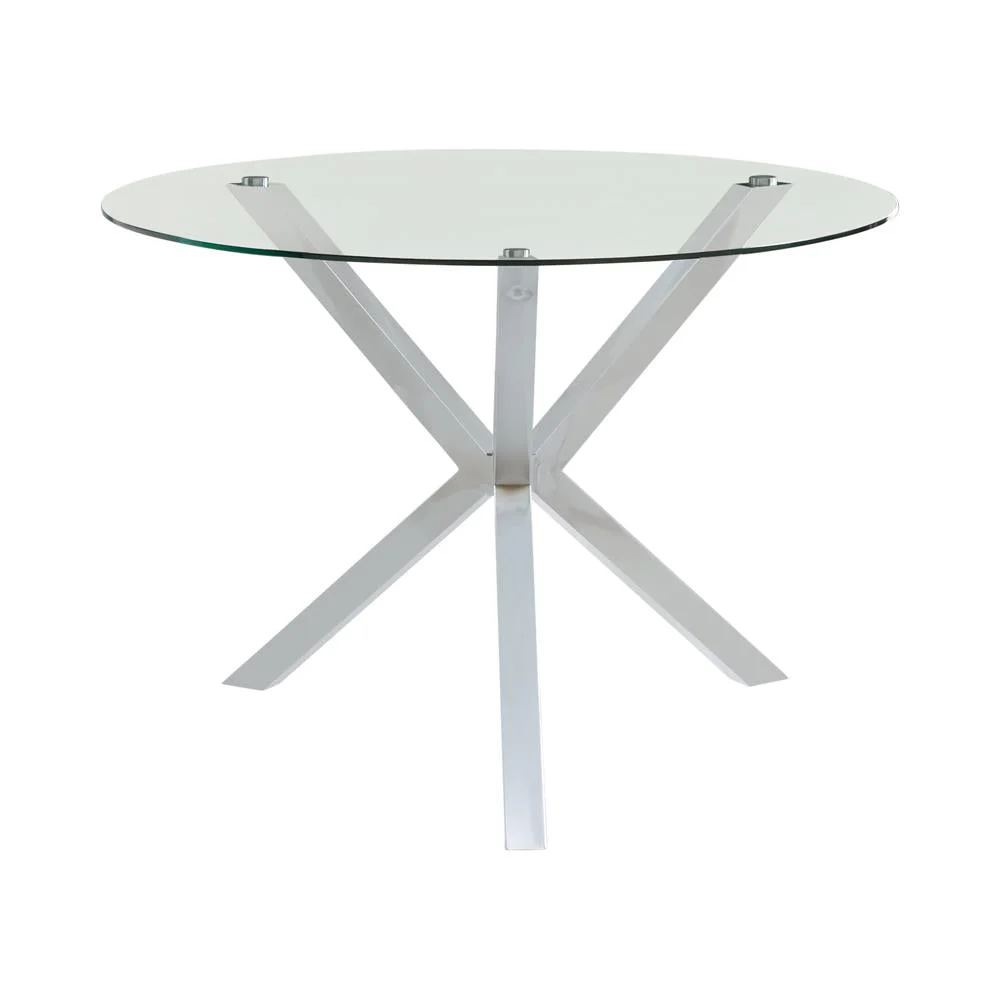 Vance Glass Top Dining Table with X-cross Base Chrome - Contemporary Design
