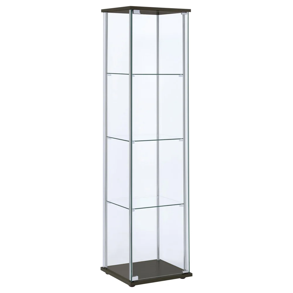 Bellatrix 4-Shelf Curio Cabinet in Cappuccino and Clear - Display Case for Collectibles