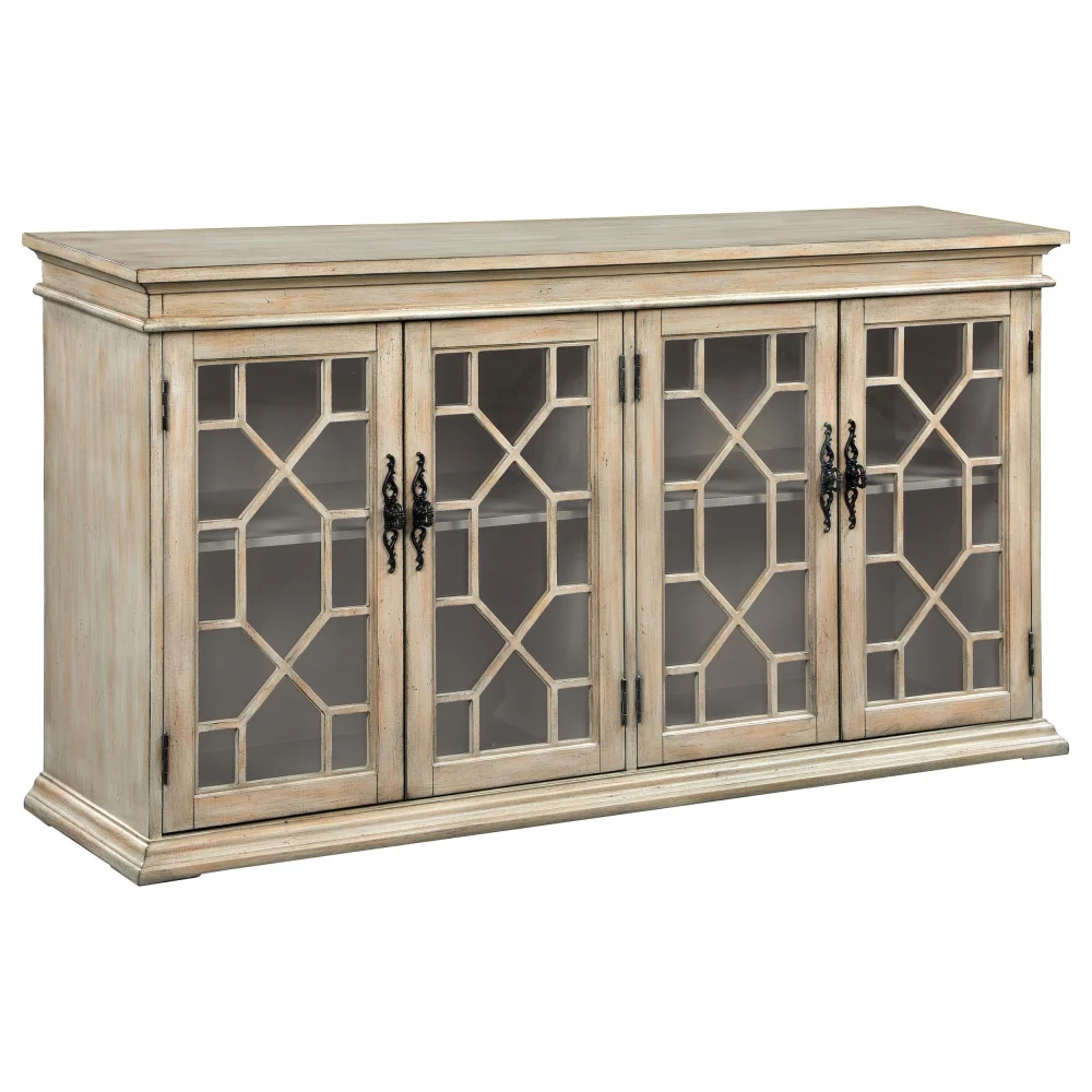 Kiara Glass Door Accent Cabinet in Light Honey Finish