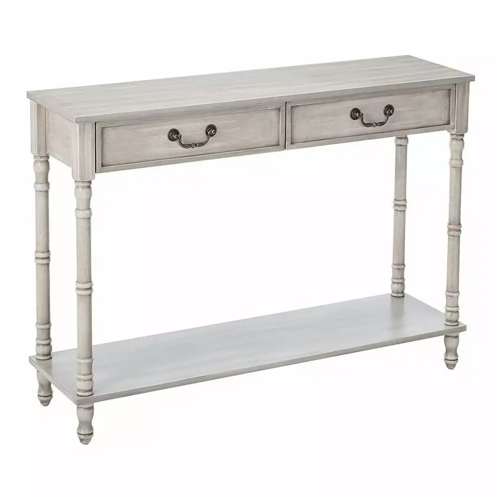 Pilaster Designs Evan 2-Drawer Wood Console Display Table in Wash White
