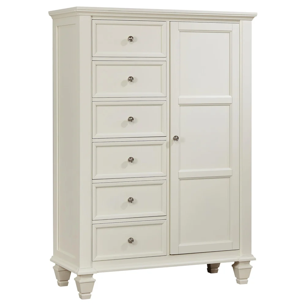 Sandy Beach 8-Drawer Door Chest Storage in Cream White Versatile Bedroom Furniture
