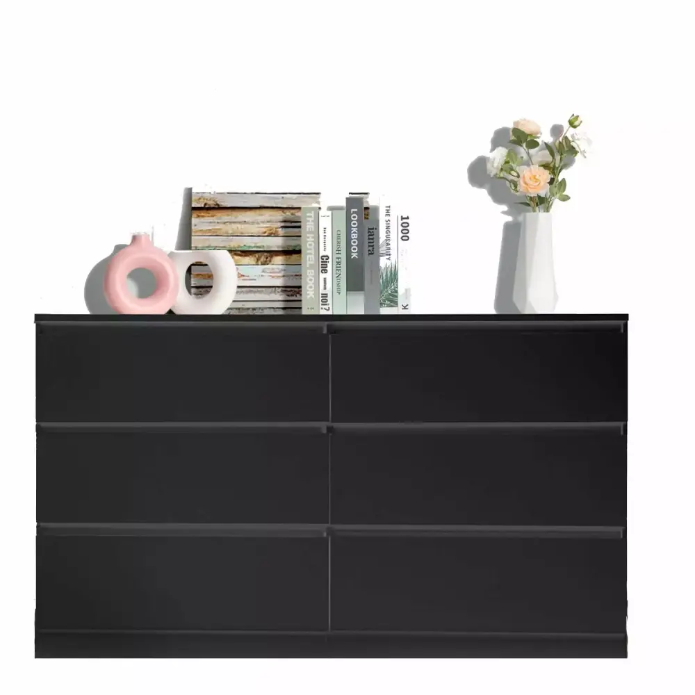 Ktaxon 6 Drawer Double Dresser - Black Kids and Nursery Storage Solution