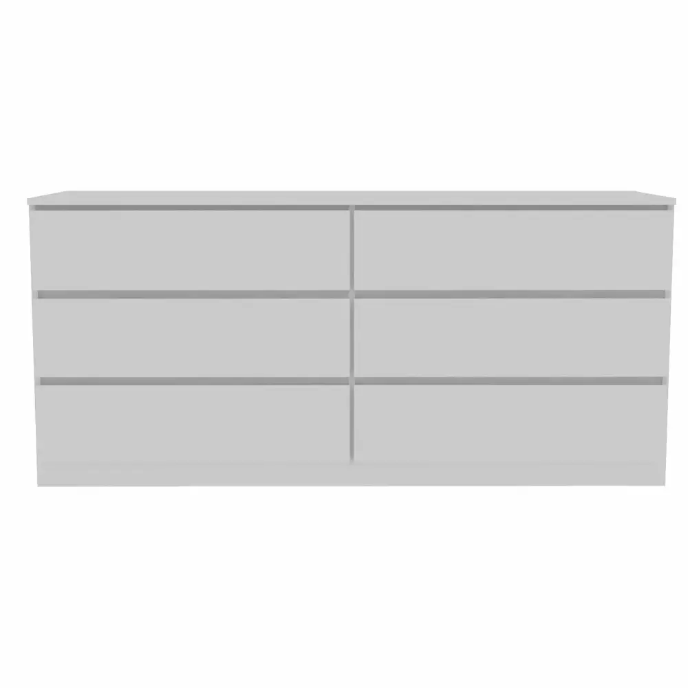 6 Drawer Double Dresser for Bedroom, White Modern Storage Cabinet