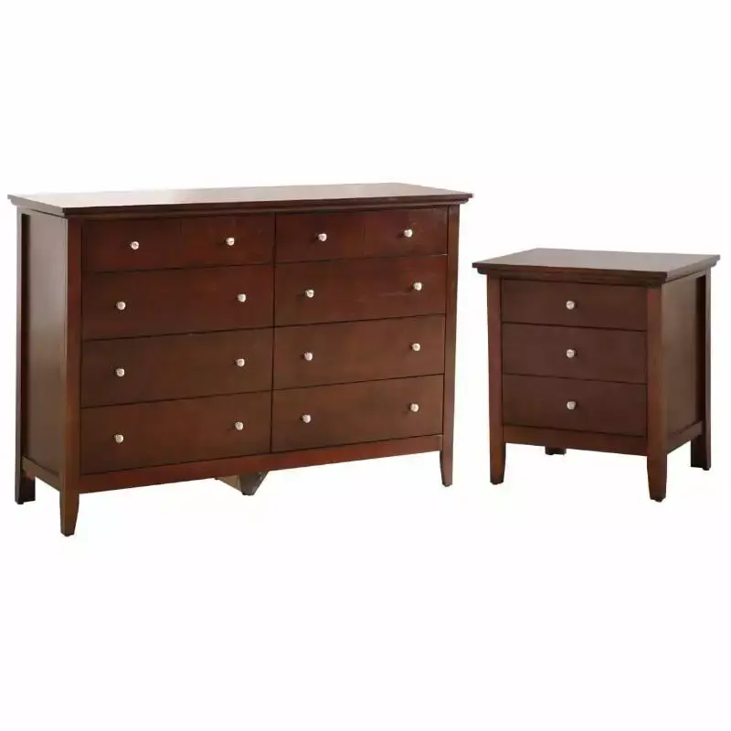 Home Square 2-Piece Bedroom Set with 8-Drawer Dresser and 3-Drawer Nightstand in Cappuccino Finish