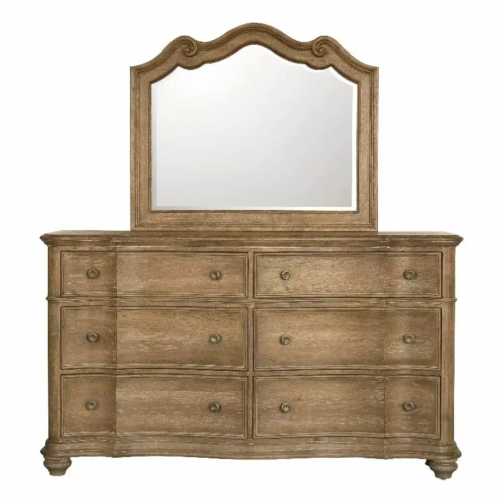 Weston Hills Dresser Mirror in Brown Finish by Pulinquirei Furniture - Classic Bedroom Decor